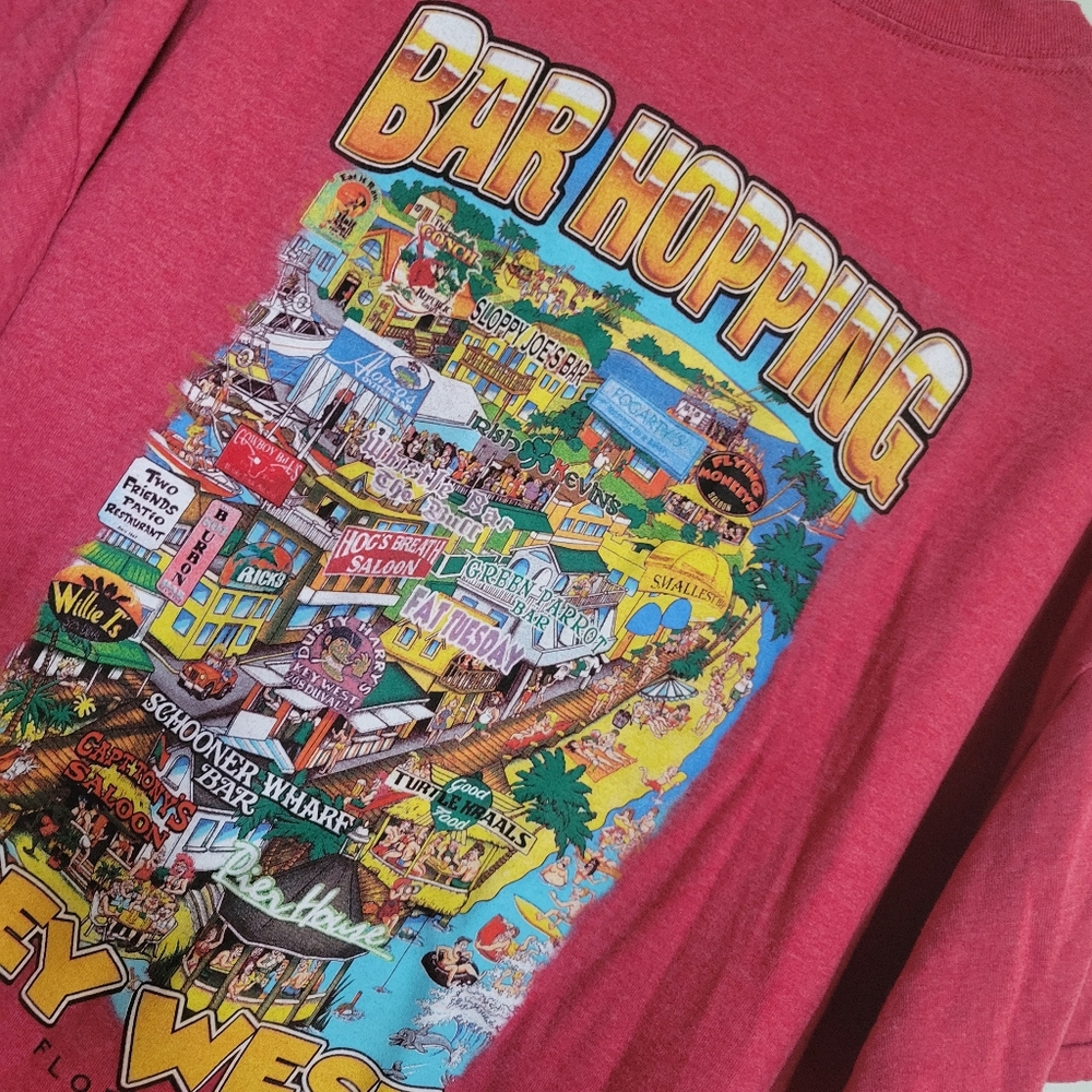 KEY WEST BAR HOPPING MAP SOUVENIR TSHIRT TEE XL EXTRA LARGE THE KEYS FLORIDA FL